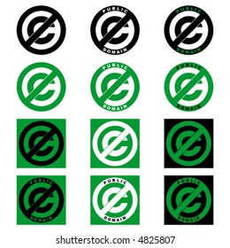 Different Public Domain Symbol isolated over white background
