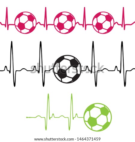 Different pulse tracks with soccer balls silhouettes