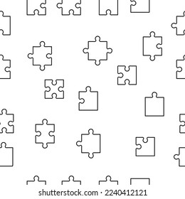 Different puzzles on transparent background. Seamless pattern illustration.