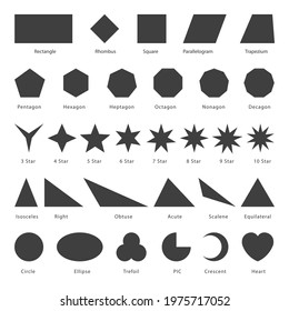 Different quality geometric formal shape icon set