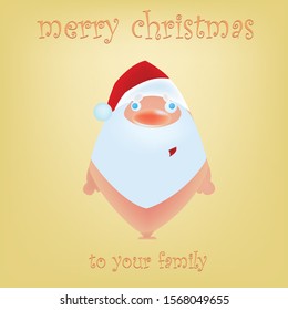 A different and quite cute Santa with warm colors in summer weather. Greeting Card for Christmas
