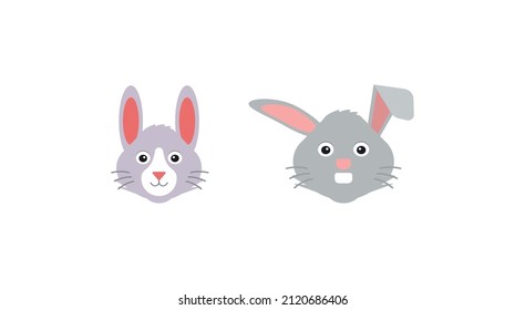 Different Rabbit Face Vector Emoji Set.