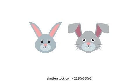 Different Rabbit Face Vector Emoji Set.