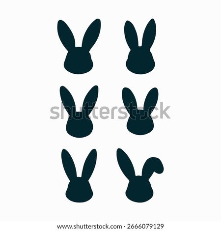 Different rabbit head icon silhouette set, Set of various bunny head collections, Easter head vector, bunny head silhouette art design, Silhouette of various animal element collection isolated