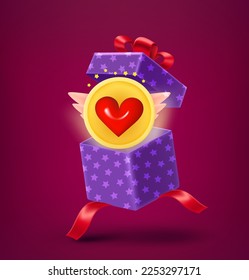 Distintos emblemas de rango con corazones. Colección de insignias de logro de juegos. 3.ª cliparte vectorial
