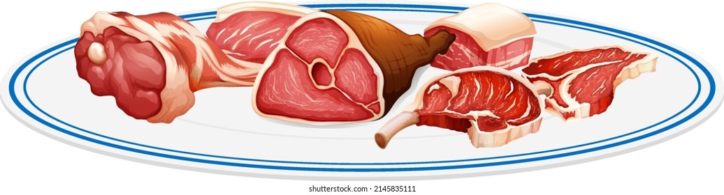 Verschiedenes rohes Fleisch auf einer Plattengrafik