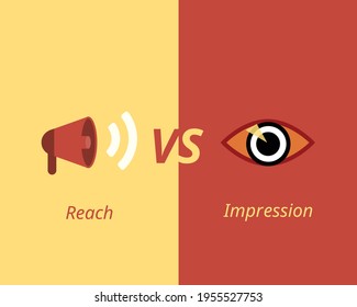 different of reach and Impression in Digital Marketing vector