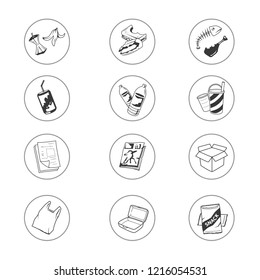 Different recycling garbage waste types.Icons vector illustration.