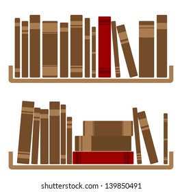 Different red Books On shelf