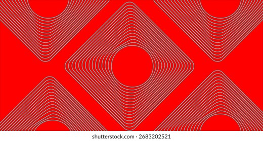 Different red figures abstract on yellow background. Decorative grill panel motif. Surface pattern with symmetric geometric ornament. Digital paper for web design, textile print. Vector illustration