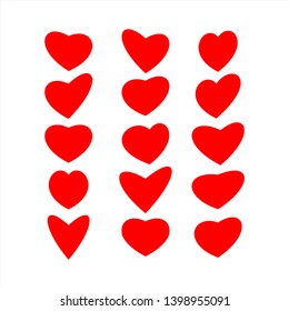 different red hearts icon set. Vector illustration