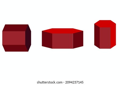 Different red prisms to illustrate in math lessons