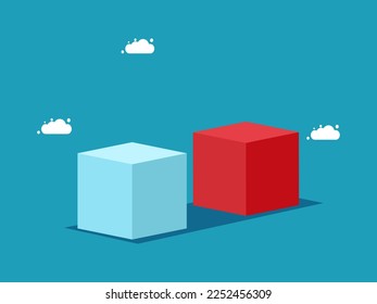 Different red and white cubes. Business differentiation concept. business concept 