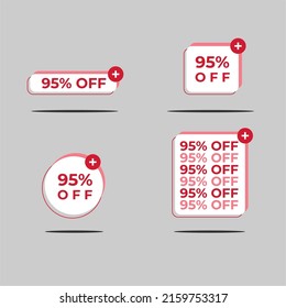 etiquetas de promoción en blanco y rojo diferentes 95% de descuento
