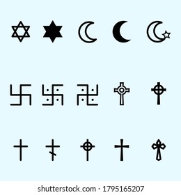 Different religions vector isolated icons set