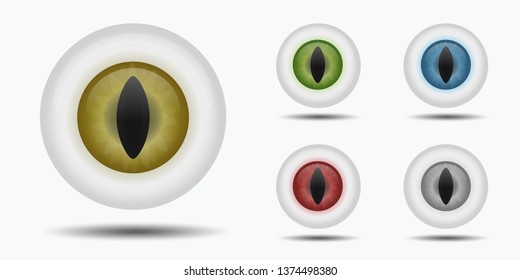 Different reptilian eyeballs eye vertical iris vector illustrations