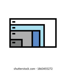 different resolution and diagonal computer monitor color icon vector. different resolution and diagonal computer monitor sign. isolated symbol illustration