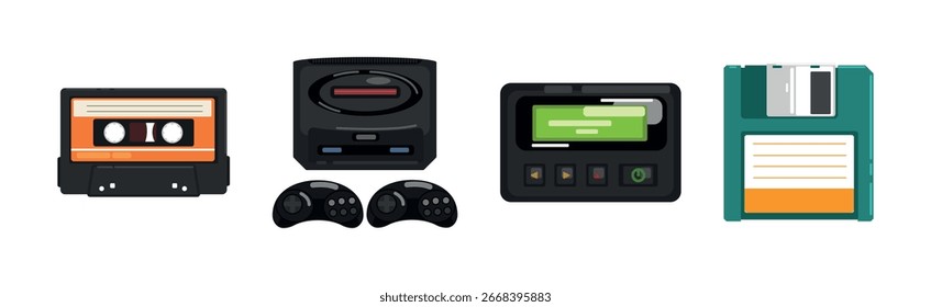 Different Retro Gadget and Electronic Device Vector Set