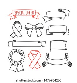 Different retro linear ribbons set. Ready for text