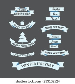 Different retro style christmas ribbons set. Design elements
