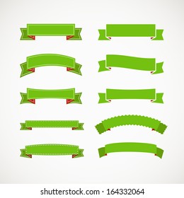 Different retro style green ribbons. Ready for a text