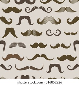 Different retro style moustache seamless pattern