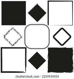 different rhombuses squares frames. Vector illustration.