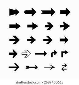 Diferente coleção de setas para a direita para marcar
