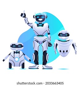 Different Robots Standing Together Modern Robotic Stock Vector (Royalty ...