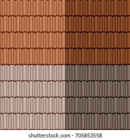Different roof tiles seamless vector pattern, architecture design template 