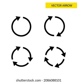 different round black arrows. Vector illustration