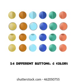 different round volume buttons. six nice colors to choose