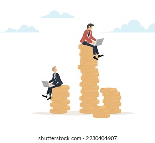 Different salary, income. Financial inequality concept. Flat vector illustration isolated.
