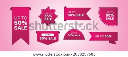 Different Sale Red Ribbons Flat Icon Set Collection
