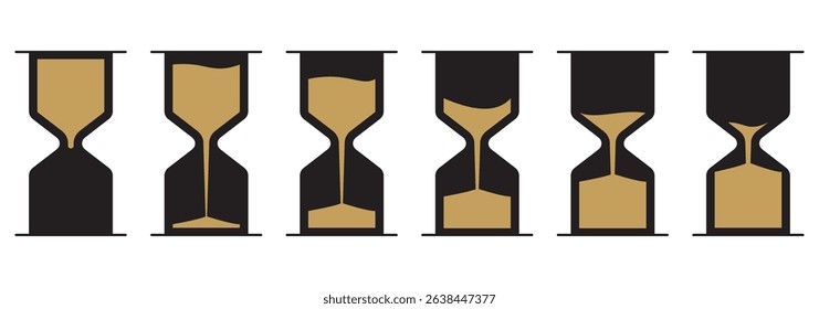 different sand hourglasses  icons .  white  background for web and graphic design . 