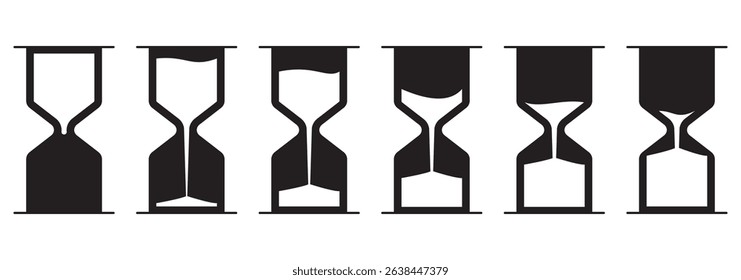 different sand hourglasses  icons .  white  background for web and graphic design . 