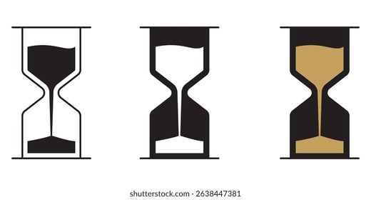 different sand hourglasses  icons .  white  background for web and graphic design . 