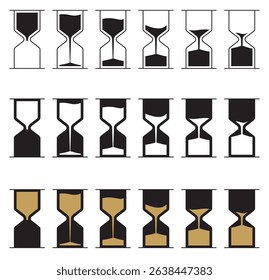 different sand hourglasses  icons .  white  background for web and graphic design . 