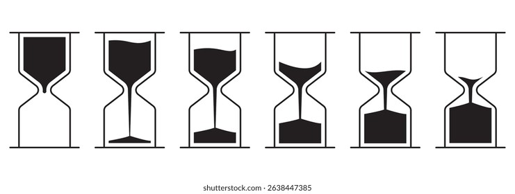 different sand hourglasses  icons .  white  background for web and graphic design . 