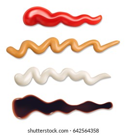 different sauces isolated on a white background