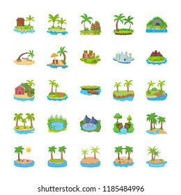 
Different Scenes of Islands Flat Icons 
