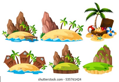 Different scenes of islands illustration