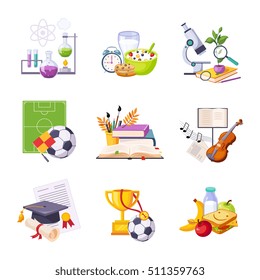 Different School Classes And Activities Related Sets Of Objects