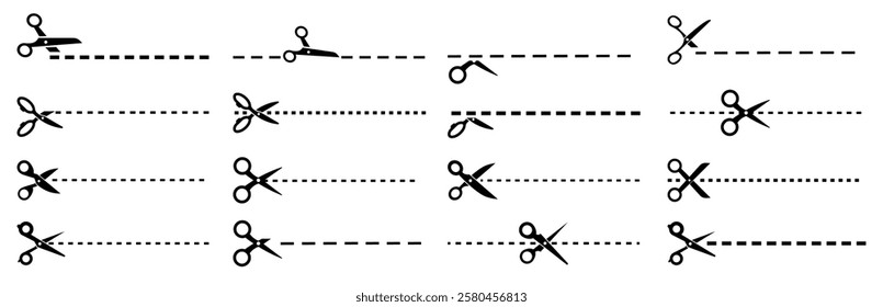 Different scissors coupon cutting shape on a white background