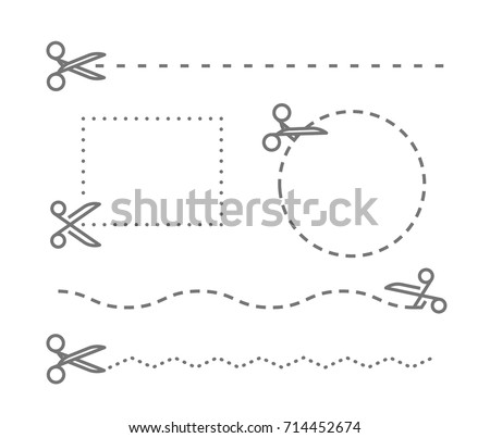 different scissors cut lines template vector stock vector royalty