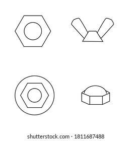 Different screws vector line icon. İllustration for repair theme, doodle style