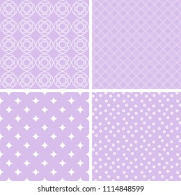 Different seamless patterns with ornament in retro style.