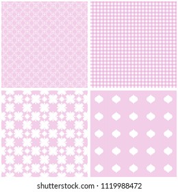Different seamless patterns with ornament in retro style.