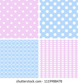 Different seamless patterns with ornament in retro style.
