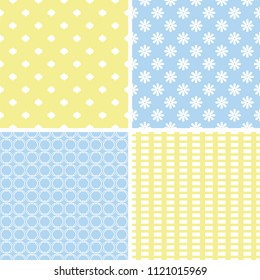 Different seamless patterns with ornament in retro style.